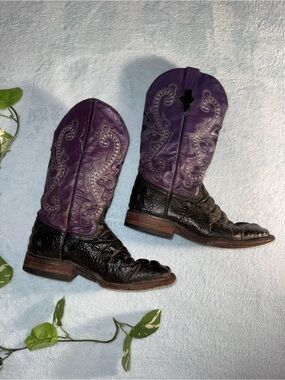 Ferrini Rancher Caiman Print Square Toe Cowboy Boots